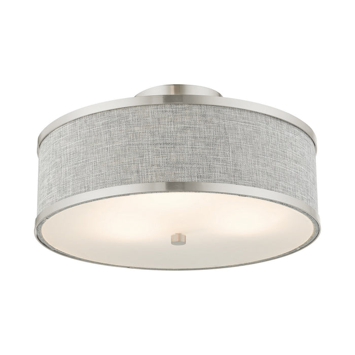 Livex Lighting 60423-91 Three Light Semi Flush Mount, Brushed Nickel