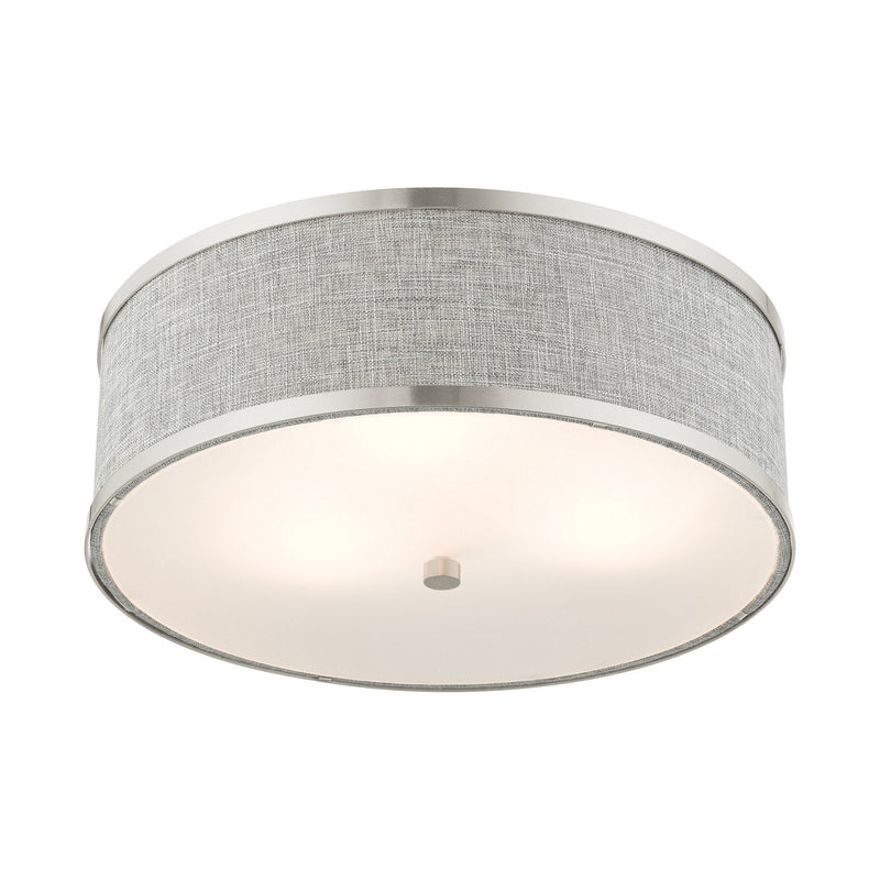 Livex Lighting 60423-91 Three Light Semi Flush Mount, Brushed Nickel