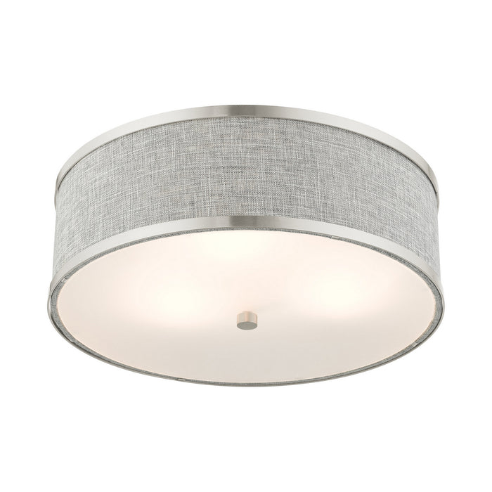 Livex Lighting 60423-91 Three Light Semi Flush Mount, Brushed Nickel