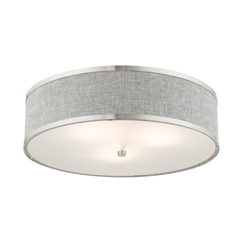 Livex Lighting 60425-91 Three Light Semi Flush Mount, Brushed Nickel