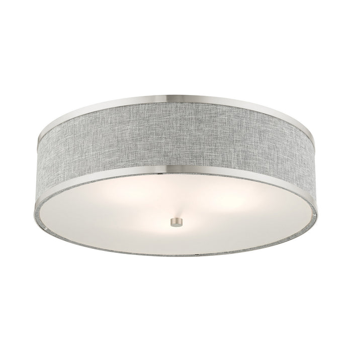 Livex Lighting 60425-91 Three Light Semi Flush Mount, Brushed Nickel