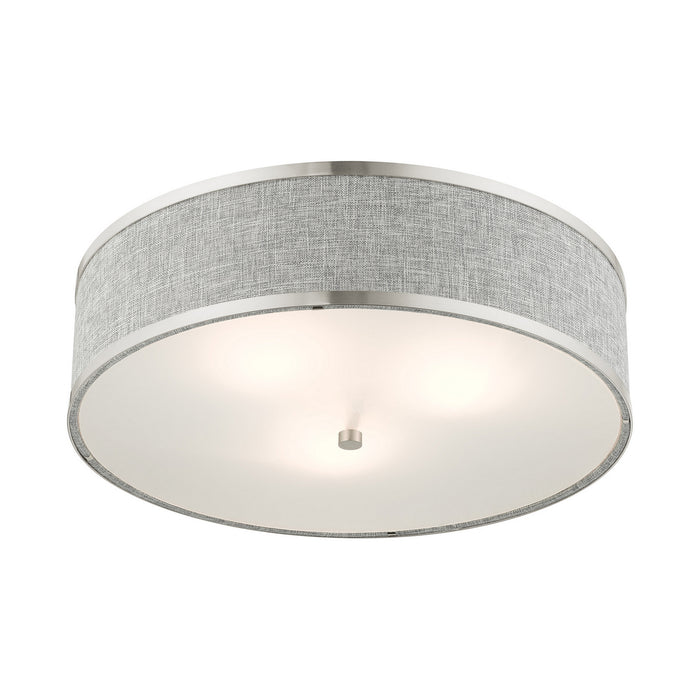Livex Lighting 60425-91 Three Light Semi Flush Mount, Brushed Nickel