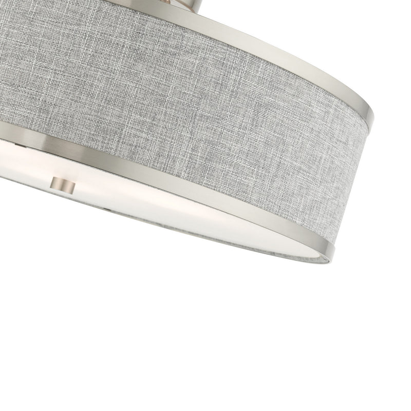 Livex Lighting 60425-91 Three Light Semi Flush Mount, Brushed Nickel