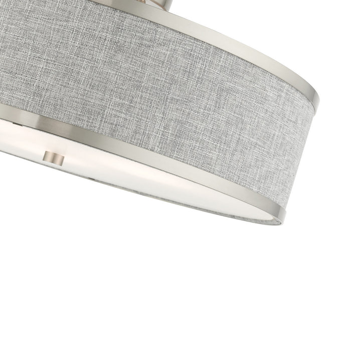 Livex Lighting 60425-91 Three Light Semi Flush Mount, Brushed Nickel
