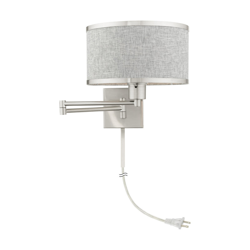 Livex Lighting 60429-91 One Light Swing Arm Wall Lamp, Brushed Nickel
