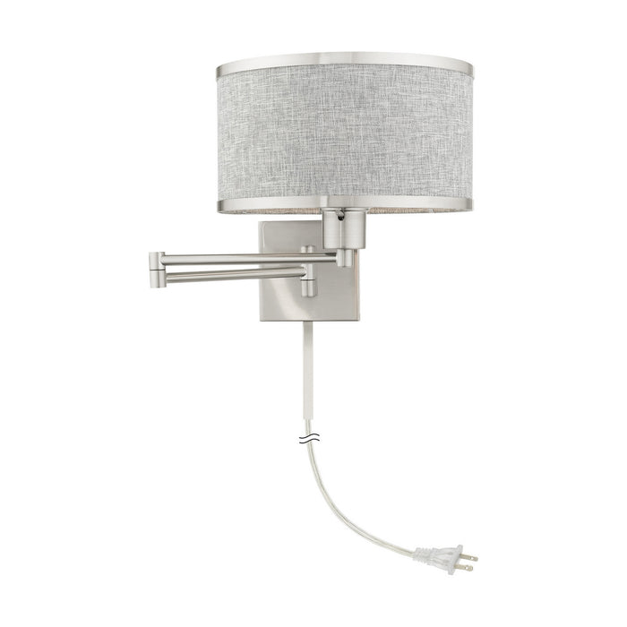 Livex Lighting 60429-91 One Light Swing Arm Wall Lamp, Brushed Nickel