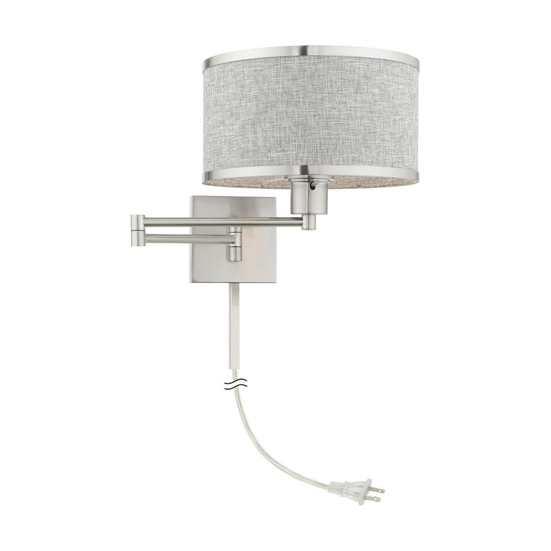 Livex Lighting 60429-91 One Light Swing Arm Wall Lamp, Brushed Nickel
