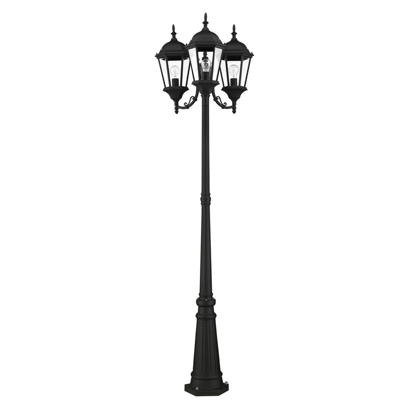 Livex Lighting 7553-14 Three Light Outdoor Post Mount, Textured Black