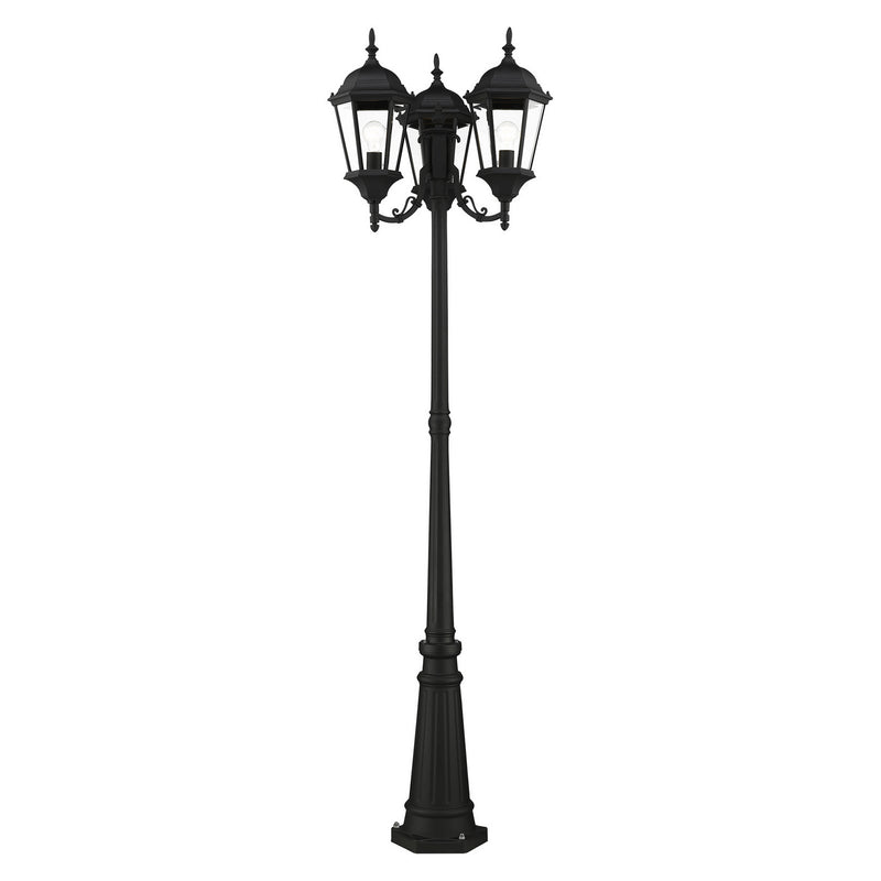 Livex Lighting 7553-14 Three Light Outdoor Post Mount, Textured Black