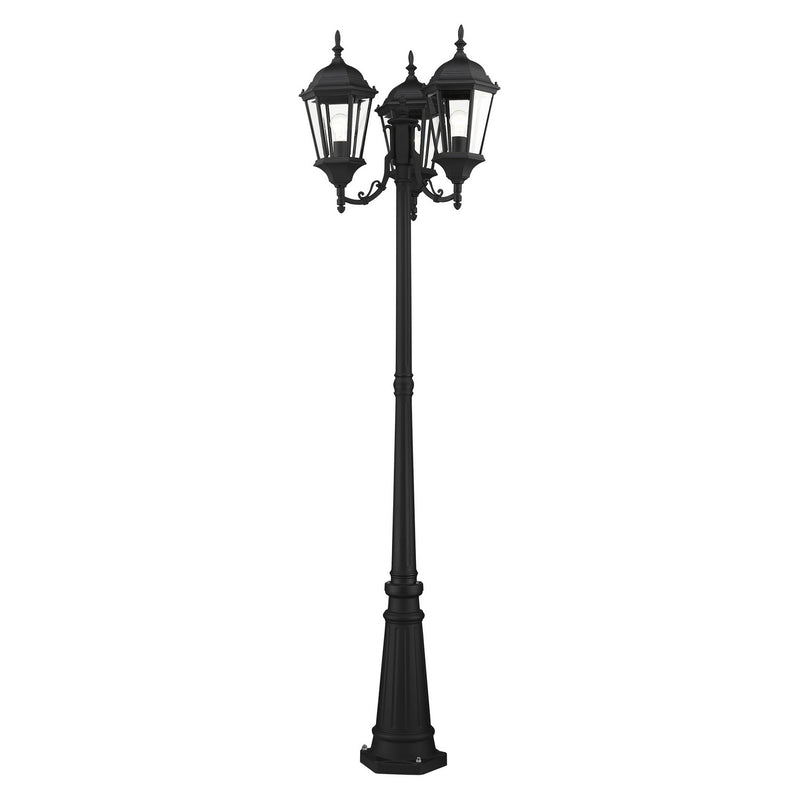 Livex Lighting 7553-14 Three Light Outdoor Post Mount, Textured Black