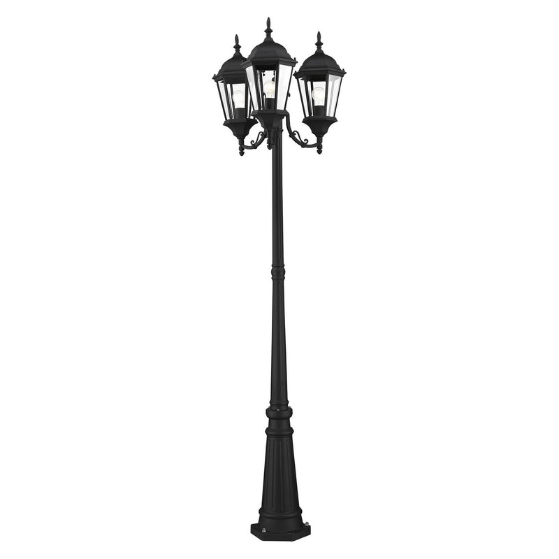 Livex Lighting 7553-14 Three Light Outdoor Post Mount, Textured Black