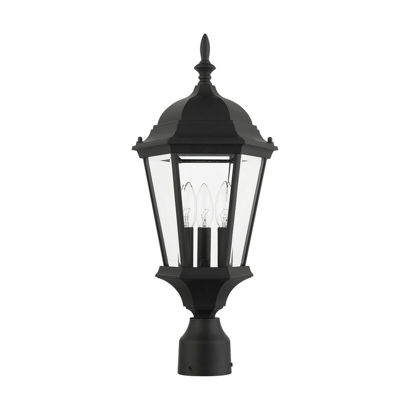 Livex Lighting 7563-14 Three Light Outdoor Post Top Lantern, Textured Black