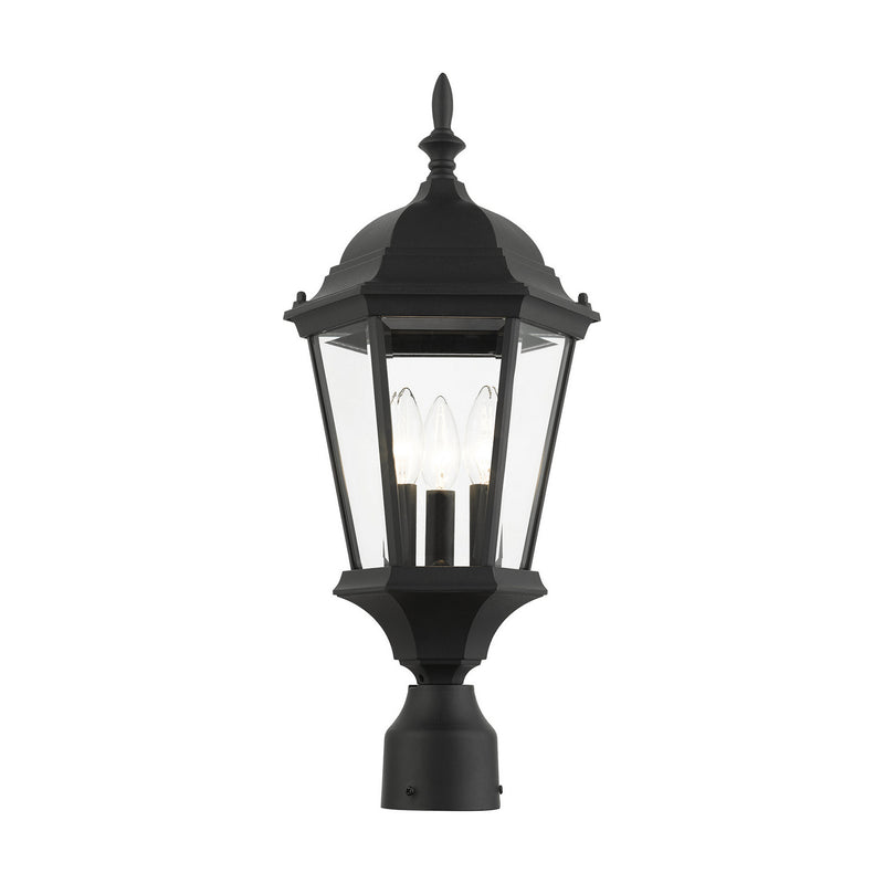 Livex Lighting 7563-14 Three Light Outdoor Post Top Lantern, Textured Black