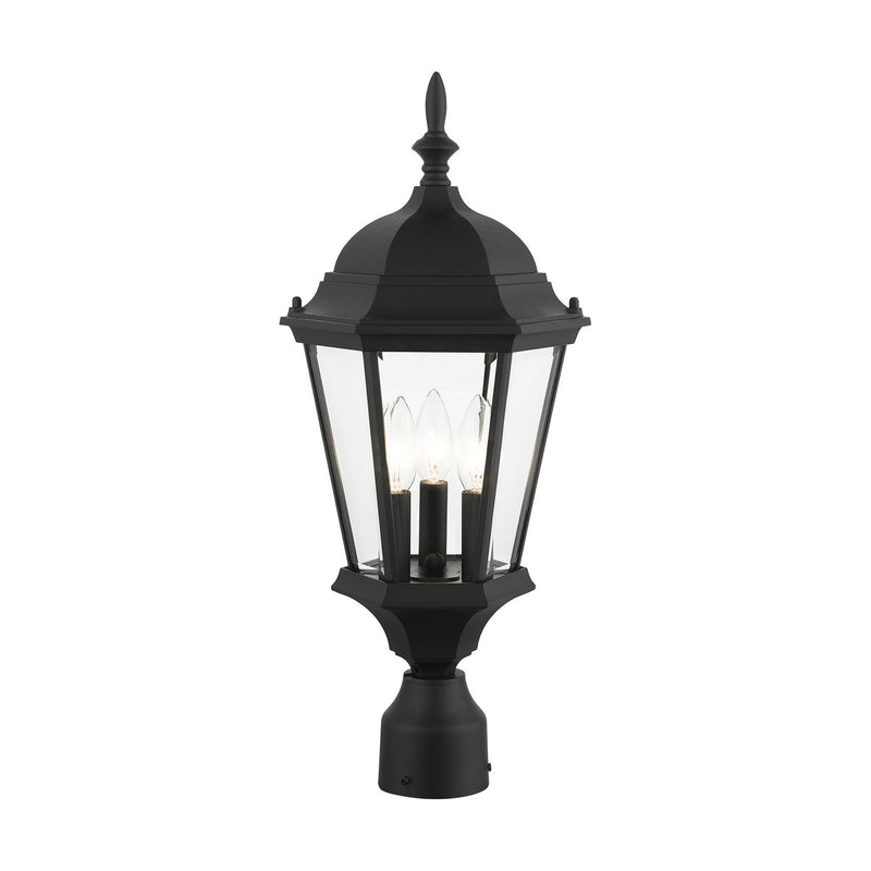 Livex Lighting 7563-14 Three Light Outdoor Post Top Lantern, Textured Black