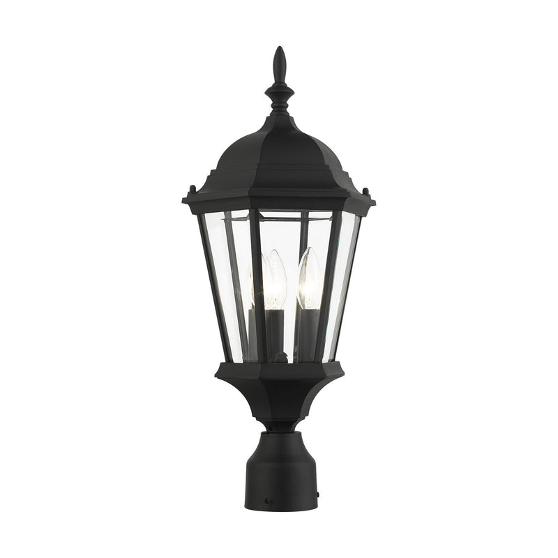 Livex Lighting 7563-14 Three Light Outdoor Post Top Lantern, Textured Black