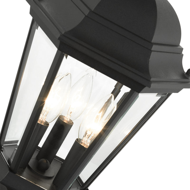Livex Lighting 7563-14 Three Light Outdoor Post Top Lantern, Textured Black