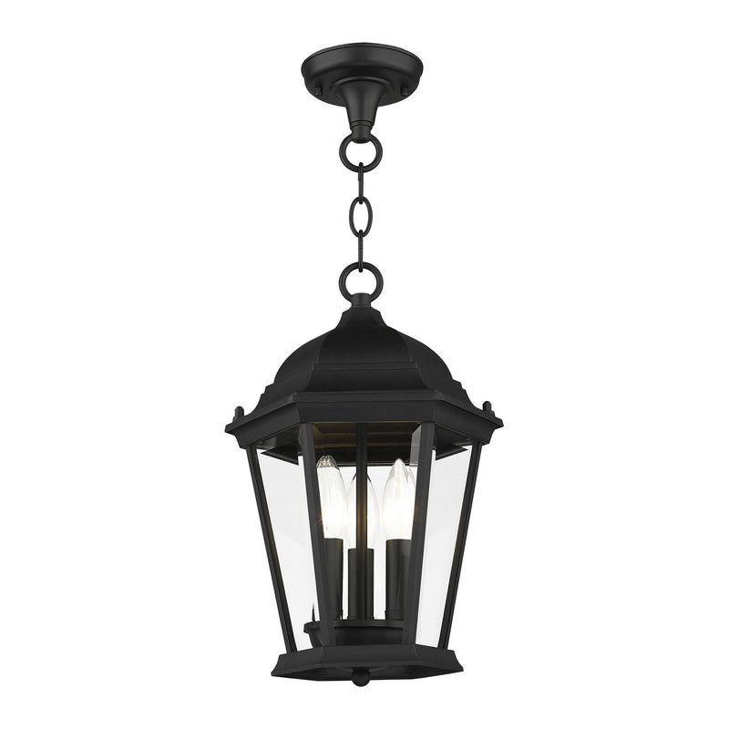 Livex Lighting 7564-14 Three Light Outdoor Pendant, Textured Black