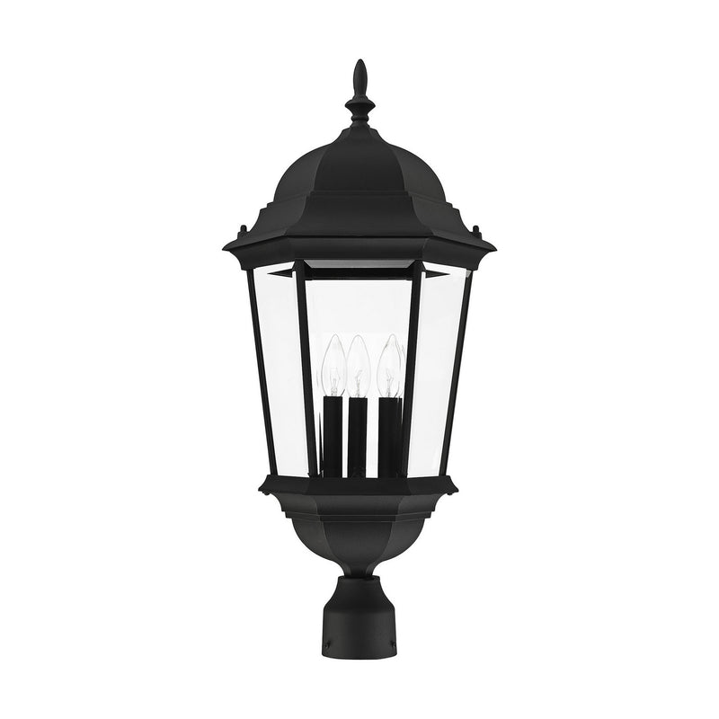 Livex Lighting 7568-14 Three Light Outdoor Post Top Lantern, Textured Black