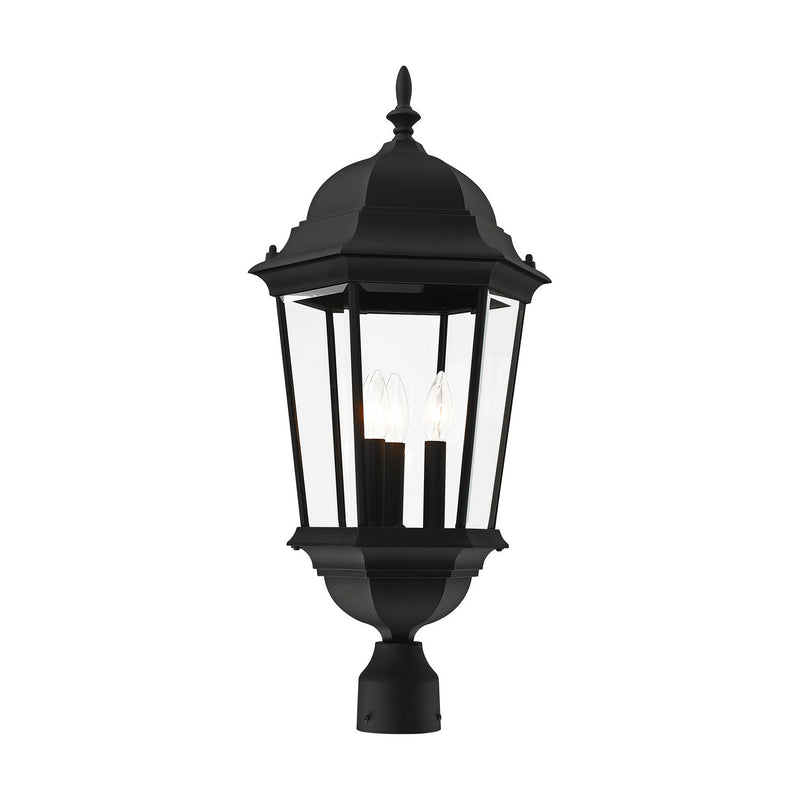 Livex Lighting 7568-14 Three Light Outdoor Post Top Lantern, Textured Black