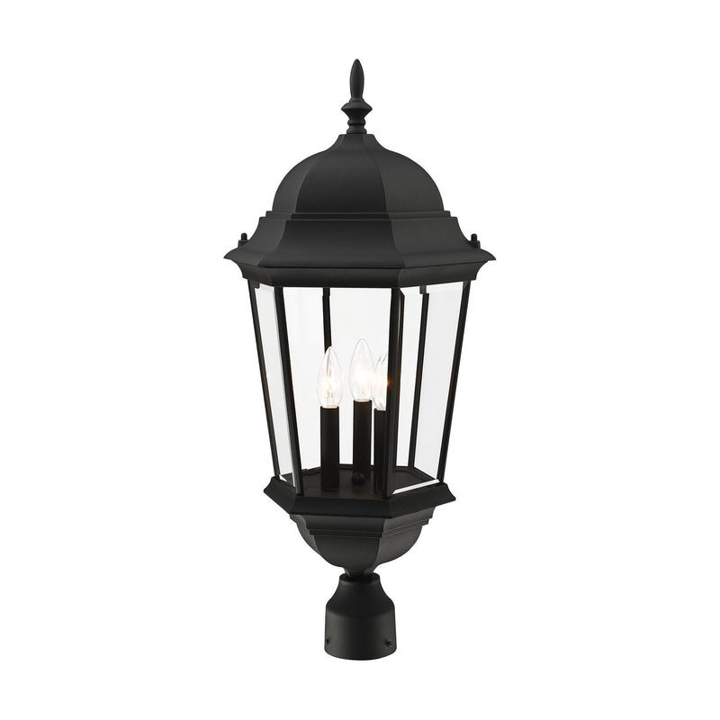 Livex Lighting 7568-14 Three Light Outdoor Post Top Lantern, Textured Black