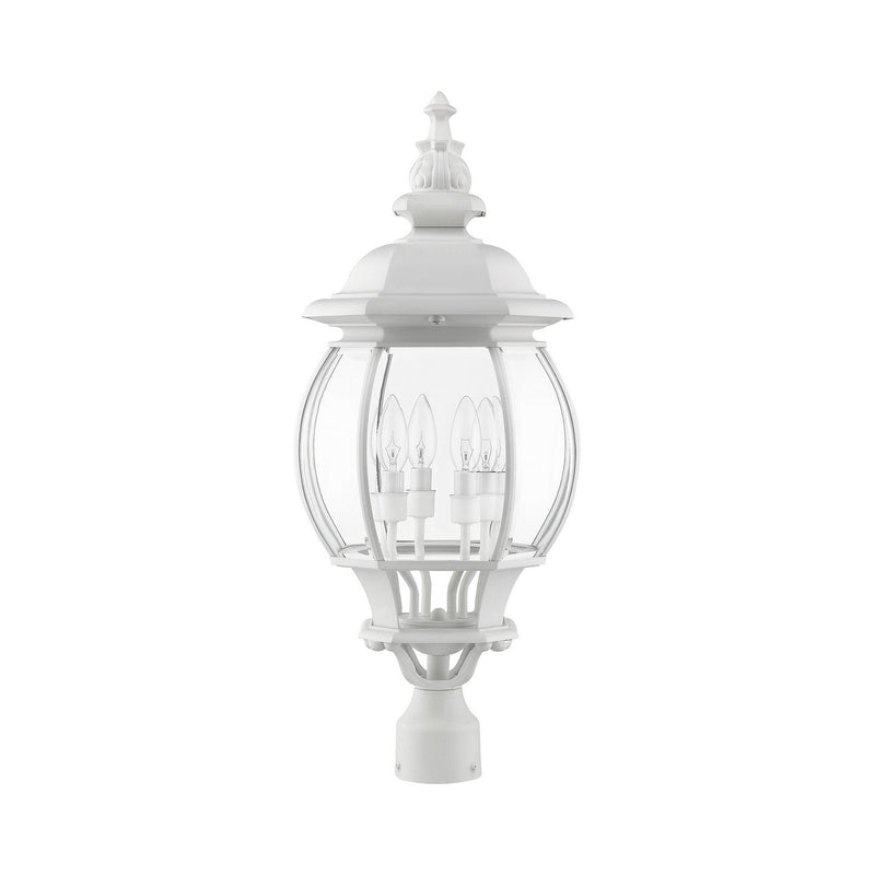 Livex Lighting 7703-13 Four Light Outdoor Post Top Lantern, Textured White