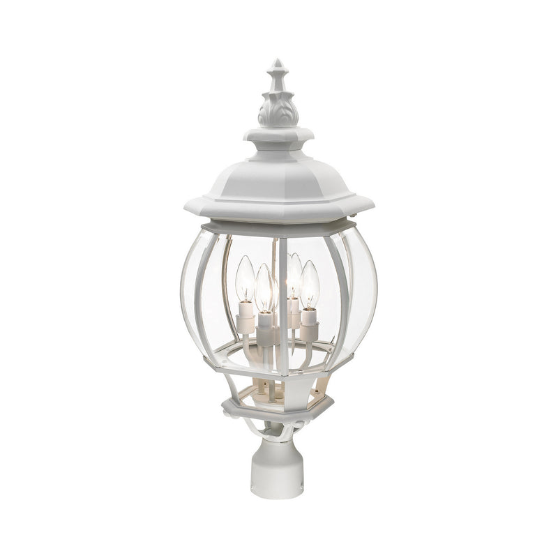 Livex Lighting 7703-13 Four Light Outdoor Post Top Lantern, Textured White