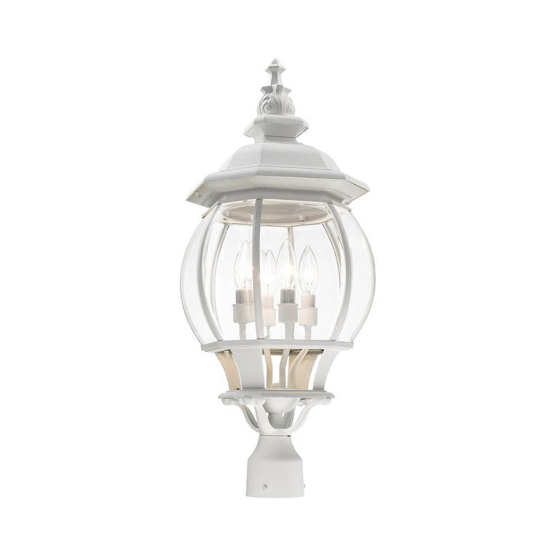 Livex Lighting 7703-13 Four Light Outdoor Post Top Lantern, Textured White