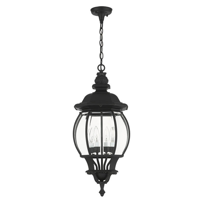 Livex Lighting 7705-14 Four Light Outdoor Pendant, Textured Black