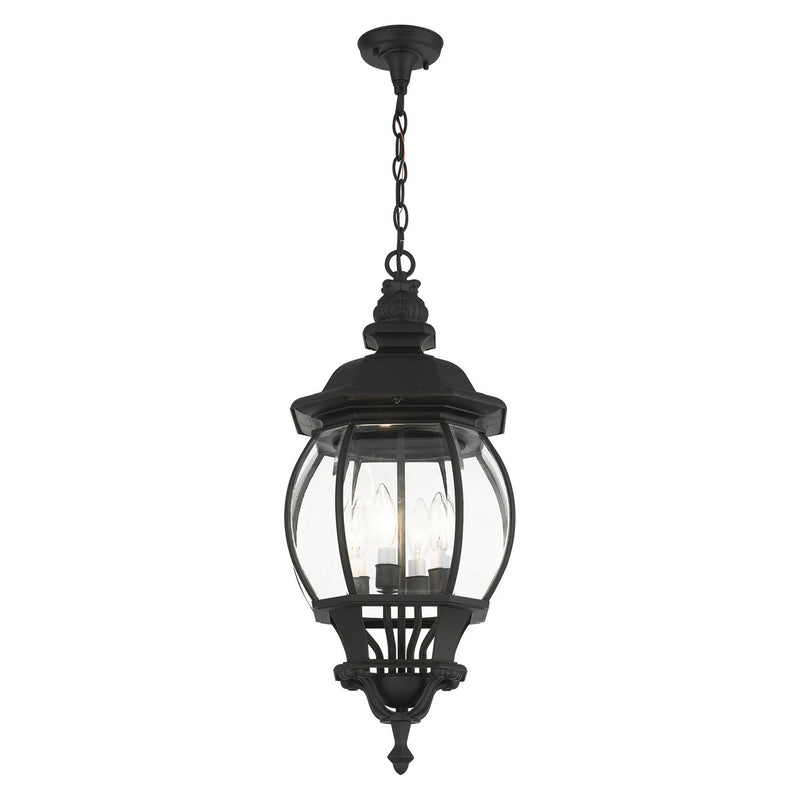 Livex Lighting 7705-14 Four Light Outdoor Pendant, Textured Black