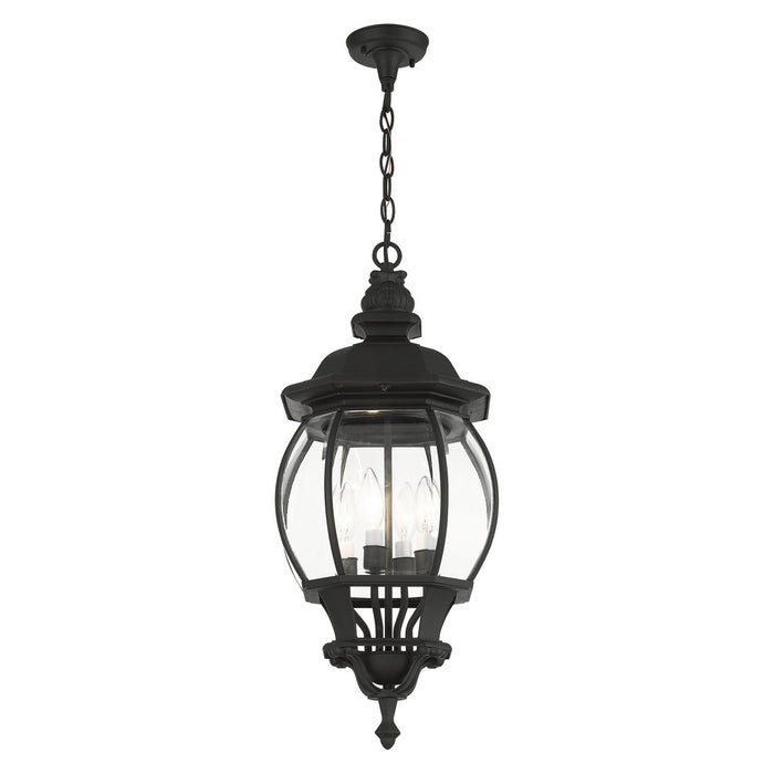 Livex Lighting 7705-14 Four Light Outdoor Pendant, Textured Black