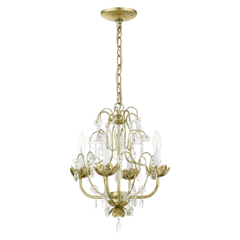 Livex Lighting 8193-28 Four Light Chandelier, Hand Applied Winter Gold
