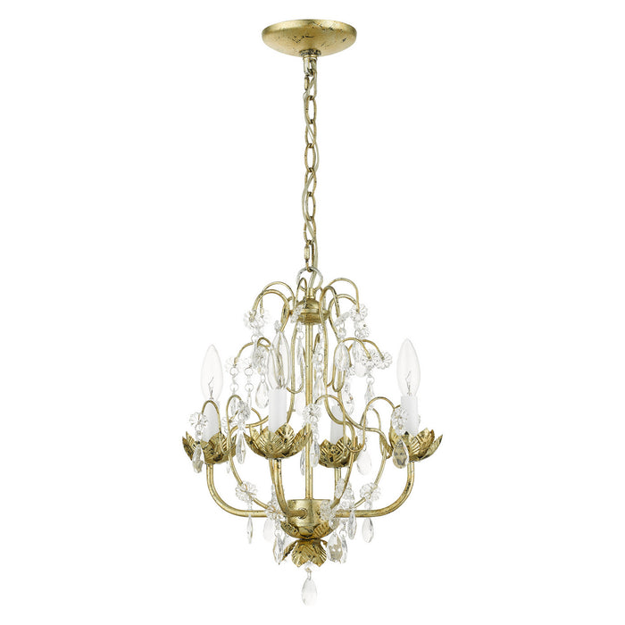 Livex Lighting 8193-28 Four Light Chandelier, Hand Applied Winter Gold