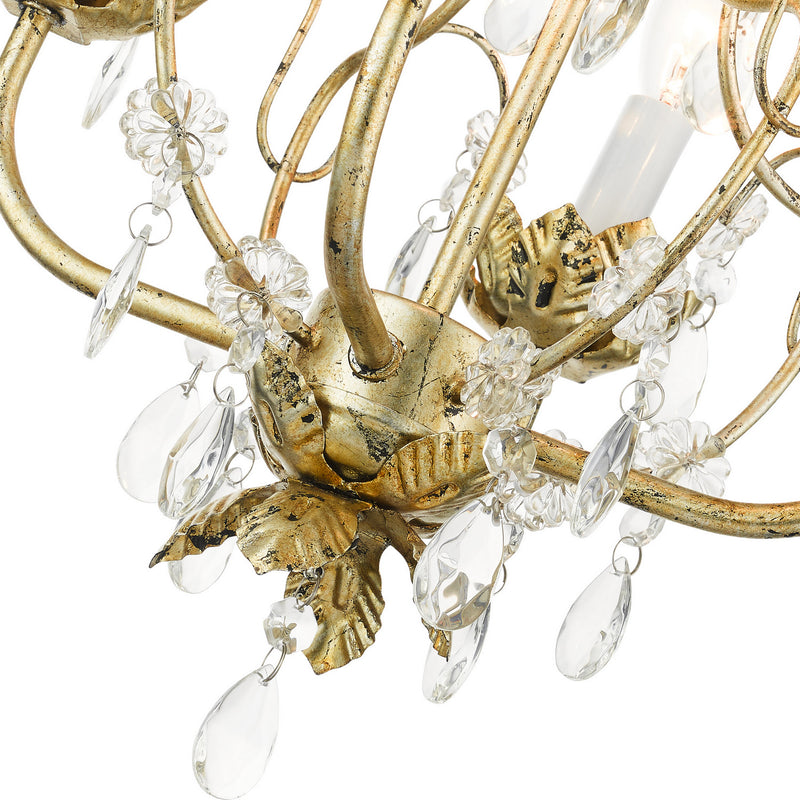 Livex Lighting 8193-28 Four Light Chandelier, Hand Applied Winter Gold