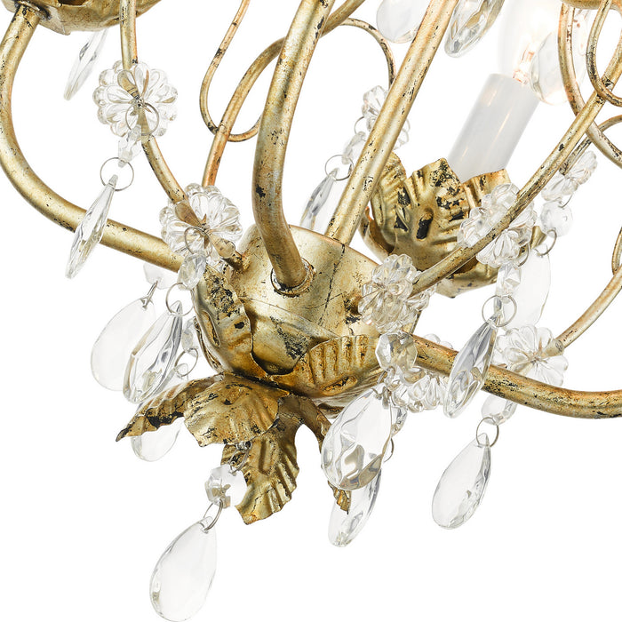 Livex Lighting 8193-28 Four Light Chandelier, Hand Applied Winter Gold