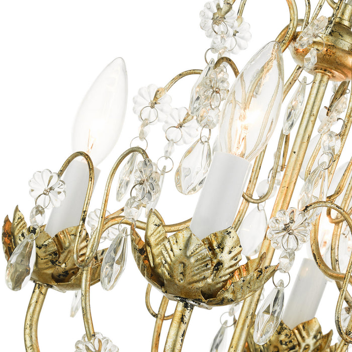 Livex Lighting 8193-28 Four Light Chandelier, Hand Applied Winter Gold