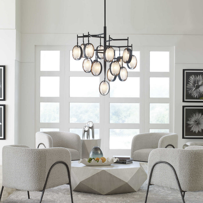 Uttermost 21344 15 Light Chandelier, Dark Hammered Bronze