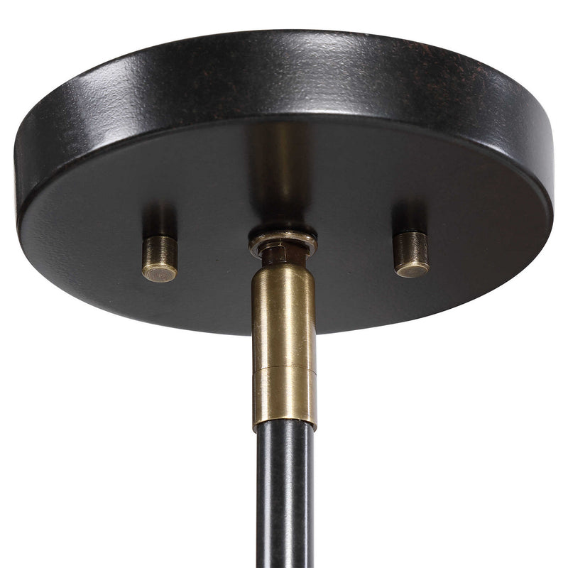 Uttermost 21538 Eight Light Linear Pendant, Textured Black With Antique Brass