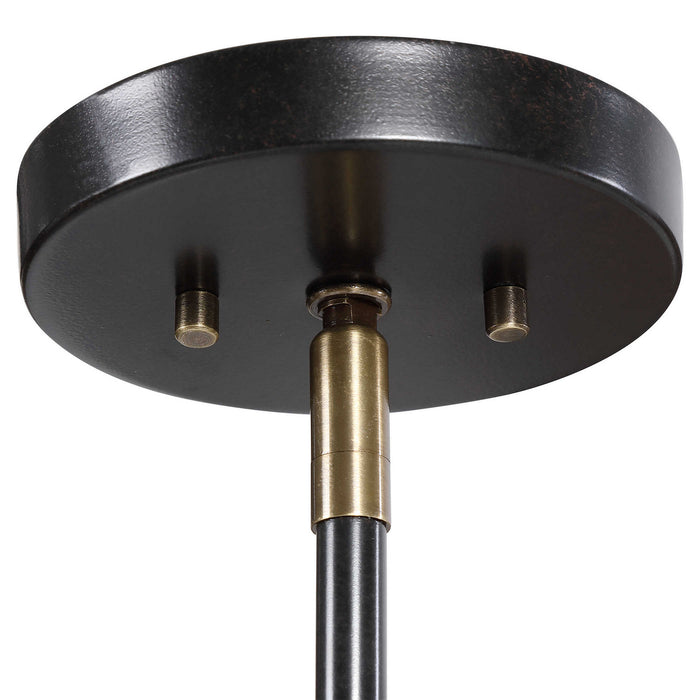 Uttermost 21538 Eight Light Linear Pendant, Textured Black With Antique Brass