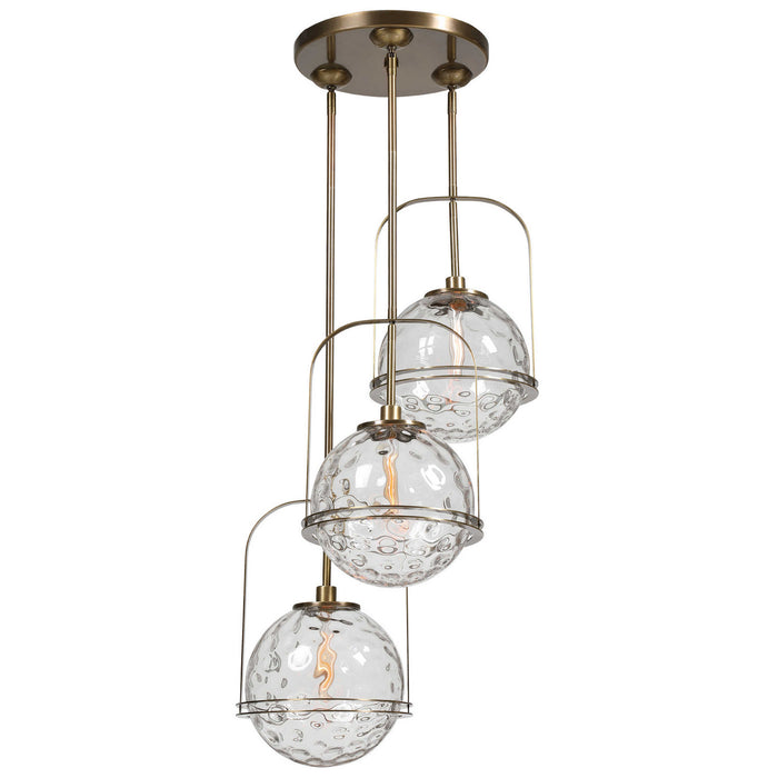 Uttermost 21541 Three Light Pendant, Antique Brass