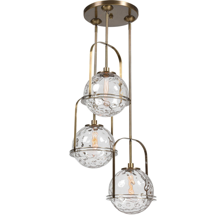 Uttermost 21541 Three Light Pendant, Antique Brass