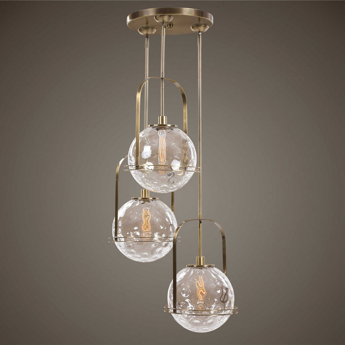 Uttermost 21541 Three Light Pendant, Antique Brass