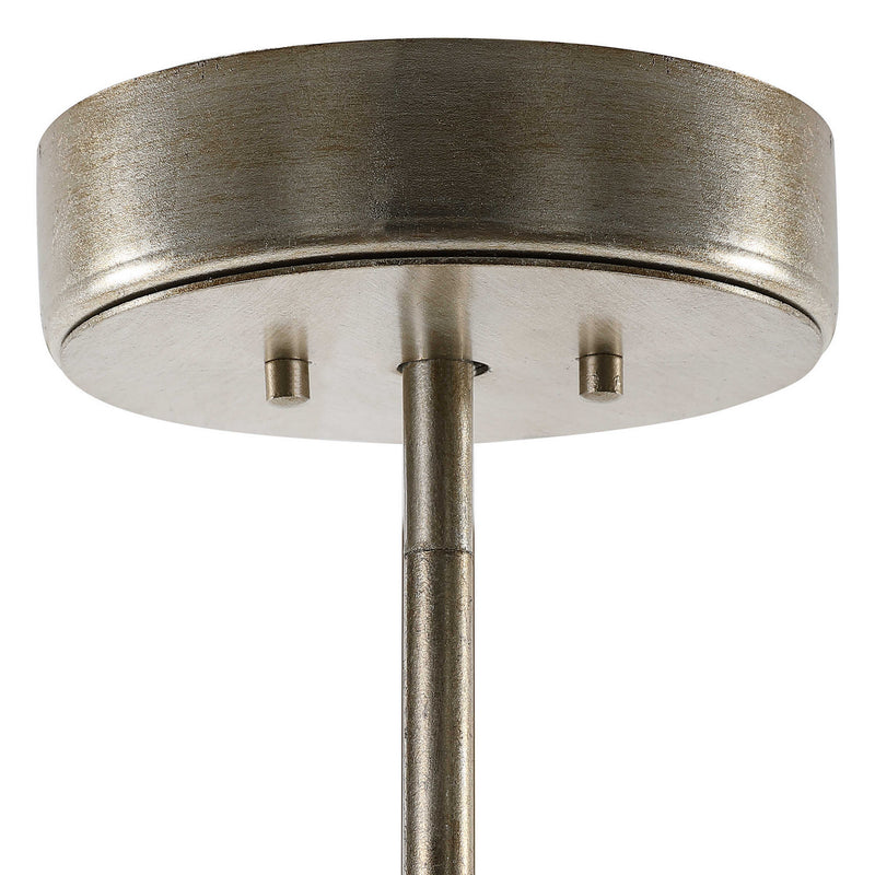 Uttermost 21544 Six Light Pendant, Antiqued Bright Silver Leaf