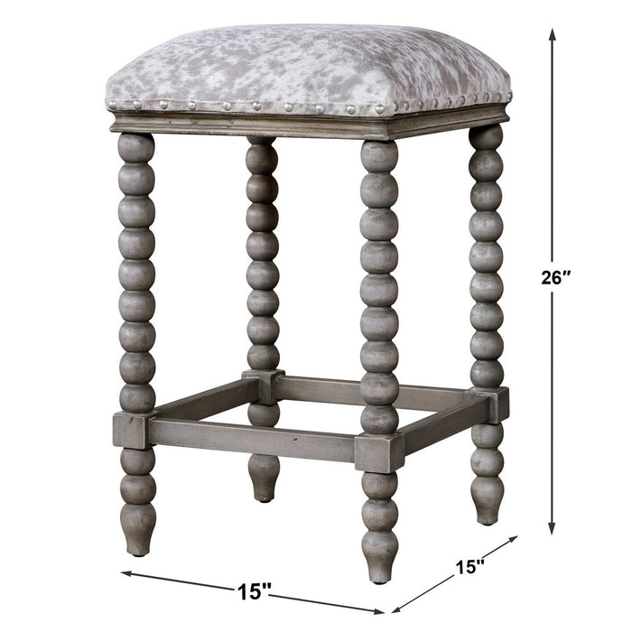 Uttermost 23569 Counter Stool, Light Gray And White