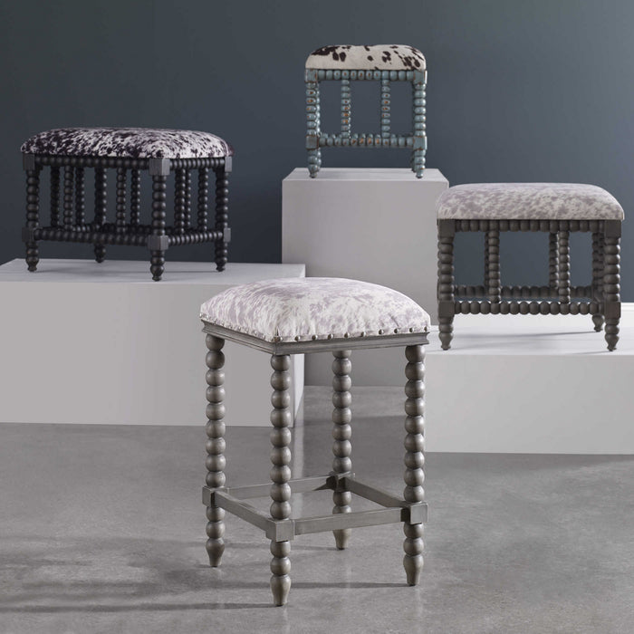Uttermost 23569 Counter Stool, Light Gray And White