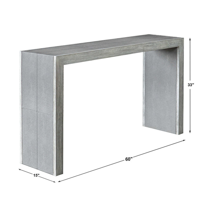 Uttermost 25483 Console Table, Aged White With Gray Distressed