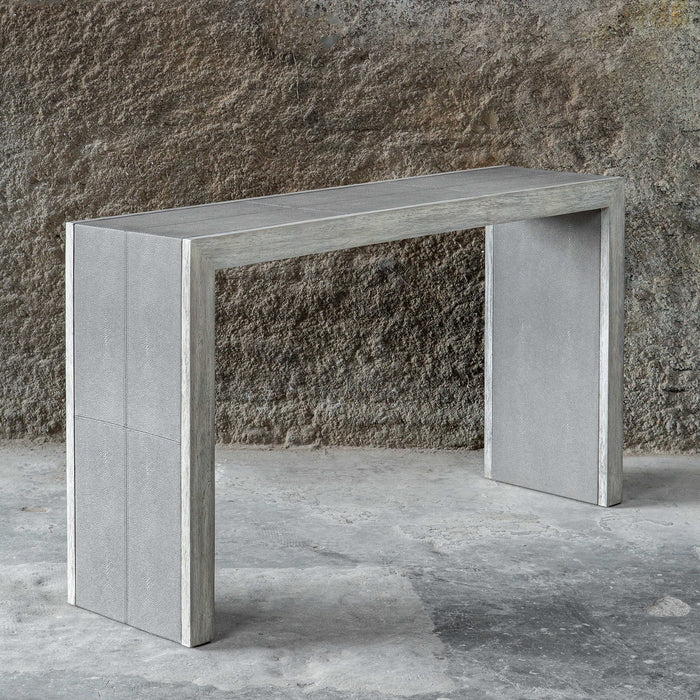 Uttermost 25483 Console Table, Aged White With Gray Distressed