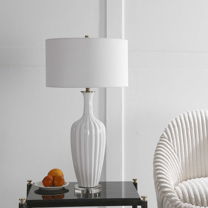 Uttermost 28374-1 One Light Table Lamp, Brushed Brass