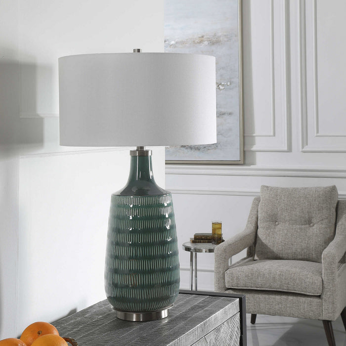 Uttermost 28376-1 One Light Table Lamp, Brushed Nickel