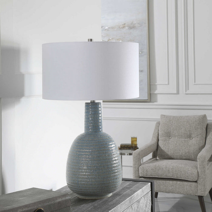 Uttermost 28384-1 One Light Table Lamp, Brushed Nickel