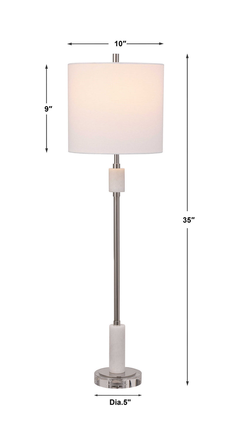 Uttermost 29793-1 One Light Buffet Lamp, Polished Nickel